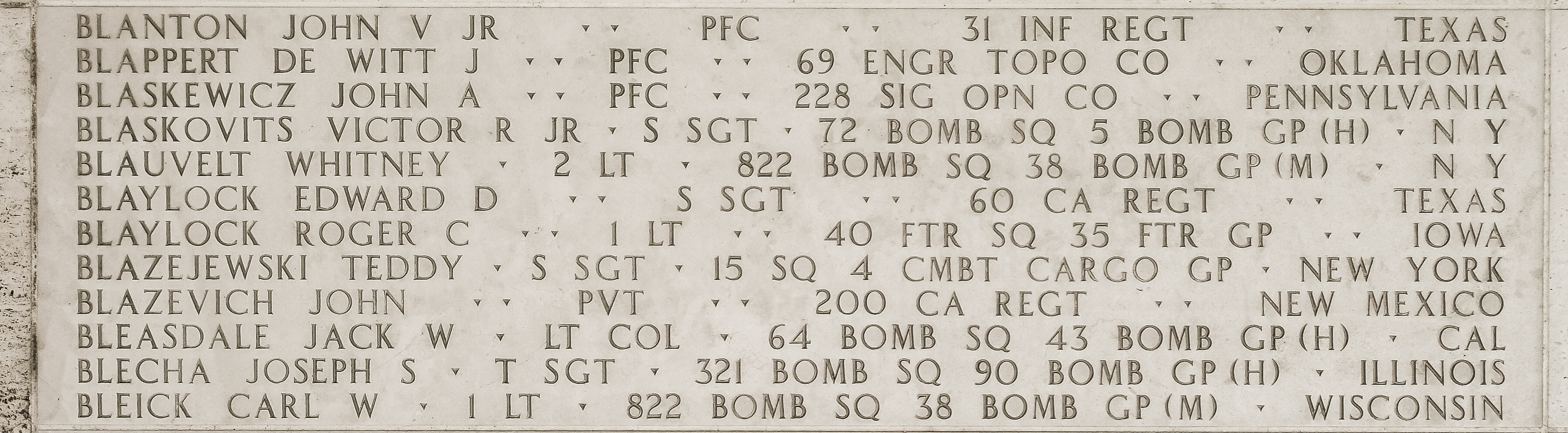 Edward D. Blaylock, Staff Sergeant